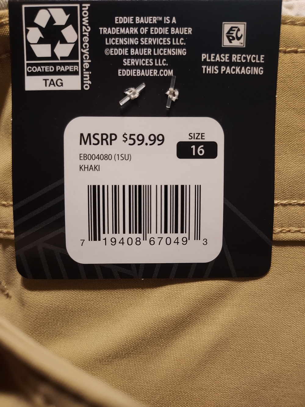Eddie Bauer Khaki Cargo Shorts with Button-Flap Pockets - Picture 6 of 7